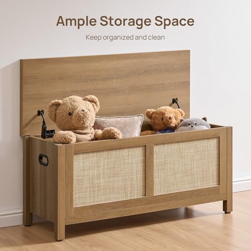 SICOTAS Rattan Storage Chest 39.4" Storage Bench for Bedroom