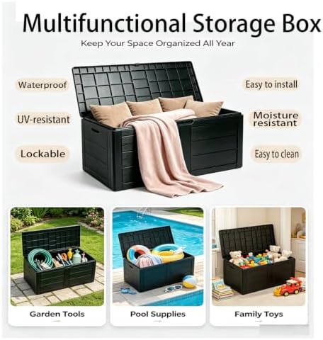 Outdoor Storage Box 70gallon Waterproof Deck Boxes for Furniture & Tool Box