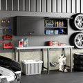 Metal Wall Storage Cabinet Adjustable Shelf 22'' Tall Steel Garage Wall Mounted Cabinet Lockable Floating Garage Storage Shop Trailer Tool Assembly Required