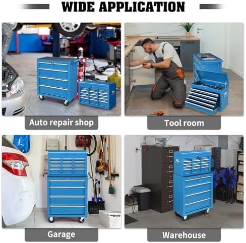 Winado 24" Portable Tool Box, 5 Drawer Tool Chest, Blue