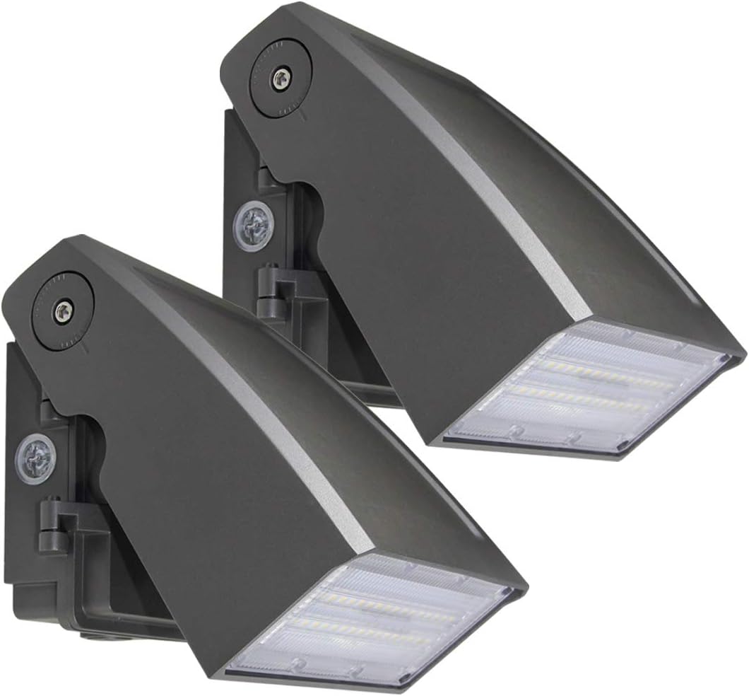 DAKASON 30W LED Wall Pack, Dusk-to-Dawn Photocell, Adjustable Head, Full (2 Pack)
