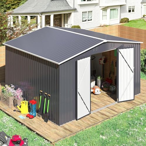 Polar Aurora 10x12 Outdoor Storage Metal Shed with Updated Frame Structure