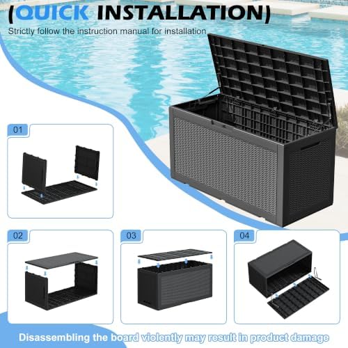 Outdoor Storage Box Waterproof, 110 Gallon Deck Box For Patio Storage