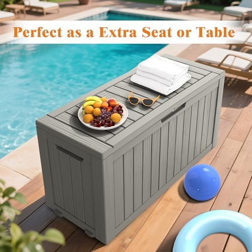 Outdoor Deck Storage Box, 75 Gallon Deck Box,Lockable Patio Storage Bench
