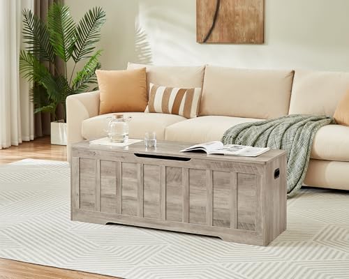 VANKILEY 51.2" Storage Chest Extra Large,Wooden Storage Bench(Greige)