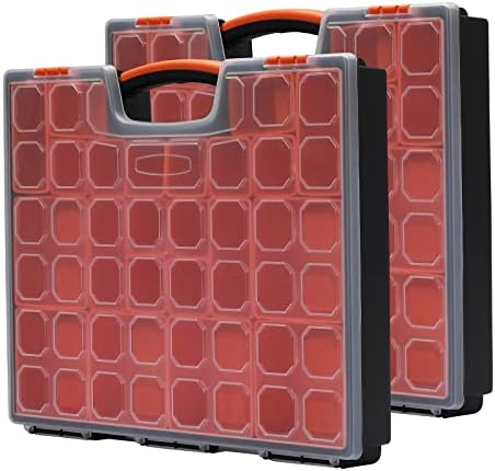 2PCS Multi-Purpose Toolbox, Professional Organizer with 22 Bin Compartments, Box Organizer for Hardware, Screws, Bolts, Nuts, Nails, Tools, Arts