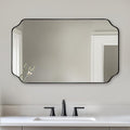 ANDY STAR Matte Black Mirror 24x40 Inch, Scalloped Mirror
