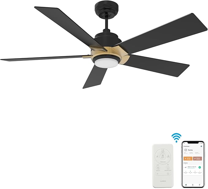 SMAAIR Smart Ceiling Fans with Lights and Remote, 52 Inch Low Profile Ceiling