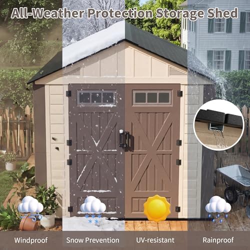 AirWire 8x12 FT Outdoor Resin Storage Shed Beige