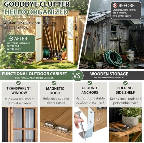 Gowoodhut Large Outdoor Storage Cabinet Weatherproof Garden Tool Shed
