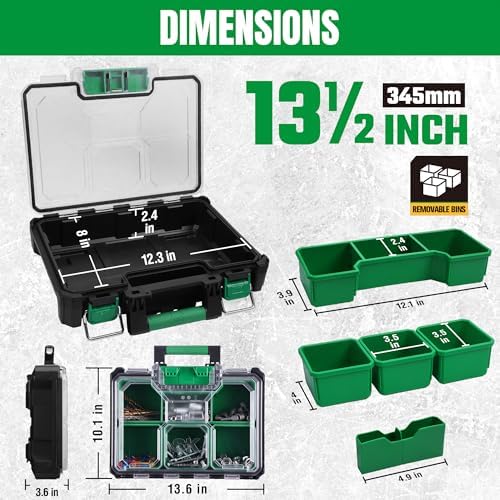 SK 13.5-Inch Small Part Organizer, Portable Tool Box Organizer, IP65
