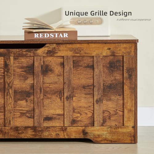 VANKILEY 47.2" Storage Chest Extra Large, Wooden Storage Bench,Rustic Brown