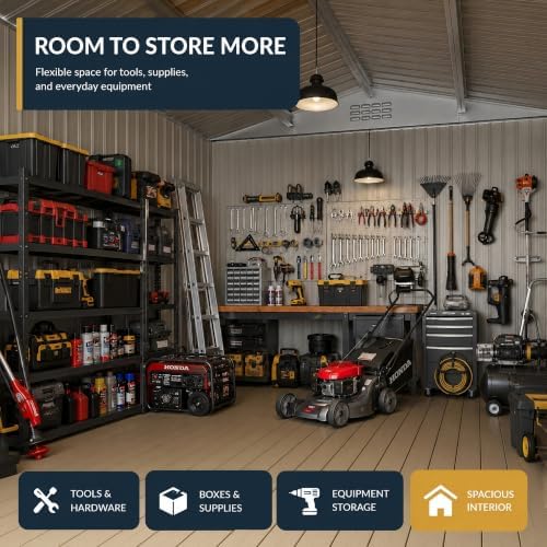 8x8 FT Outdoor Metal Storage Shed with Lockable Doors and Upgraded Frame,Garden Sheds with Sloped Roof for Backyard, Patio, Garage, Lawn, Dark Gray