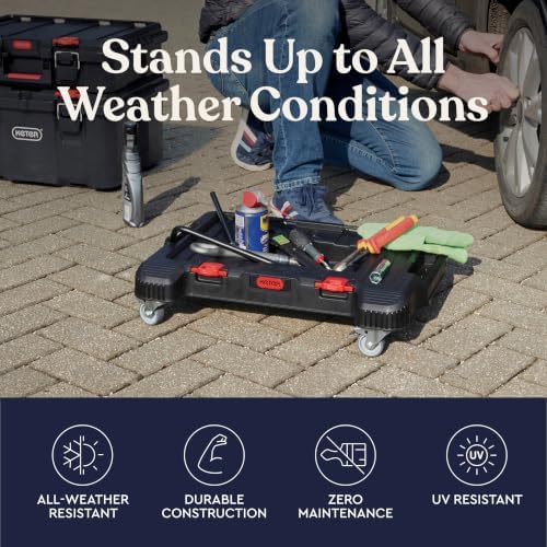Keter Stack-n-Roll Dolly – Heavy-Duty Rolling Base Cart with Locking Wheels | Modular Mobile Workstation & Tool Storage Platform | Durable, Easy-Glide Design for Garage, Jobsite & Workshop