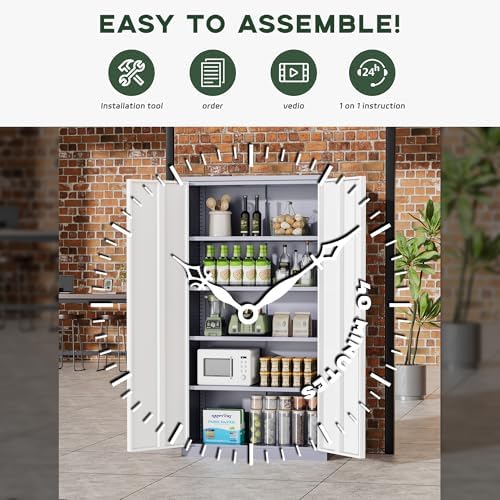 Greenvelly Metal Garage Storage Cabinet, 72" Locking Metal Cabinet with 2 Doors and 4 Adjustable Shelves, Lockable File Cabinet for Home, Office, Garage (36" W x 18" D)