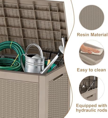 Vixzen 121 Gal Waterproof Outdoor Storage Box Lockable Deck Box