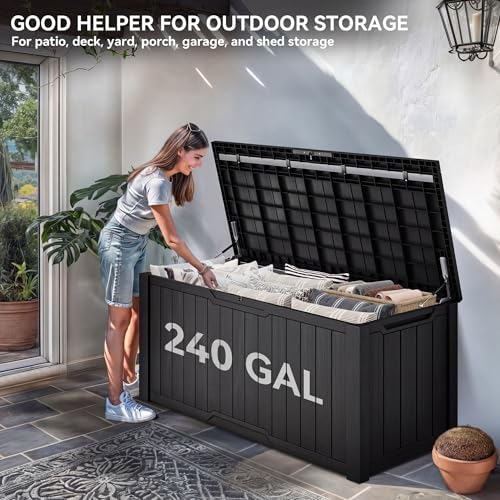 YITAHOME XXL 240 Gallon Large Outdoor Storage Deck Box for Patio Furniture