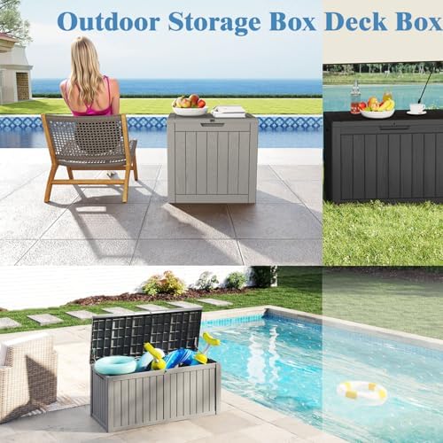 Outdoor Deck Storage Box, 75 Gallon Deck Box,Lockable Patio Storage Bench