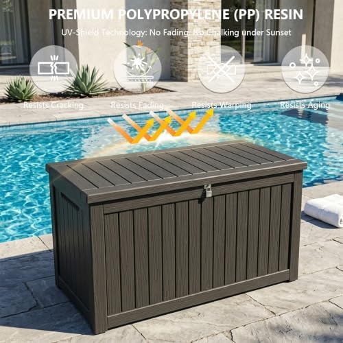 Outdoor Storage Box,270 Gallon Waterproof Deck Box [Upgraded 3.0]