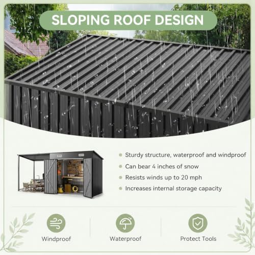 14x6FT Outdoor Lean to Shed & Hardtop Gazebo Combo