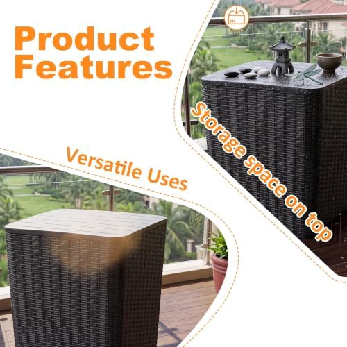 PatioZen 20Gal Resin Storage Box, Lockable Waterproof Deck Box, Black