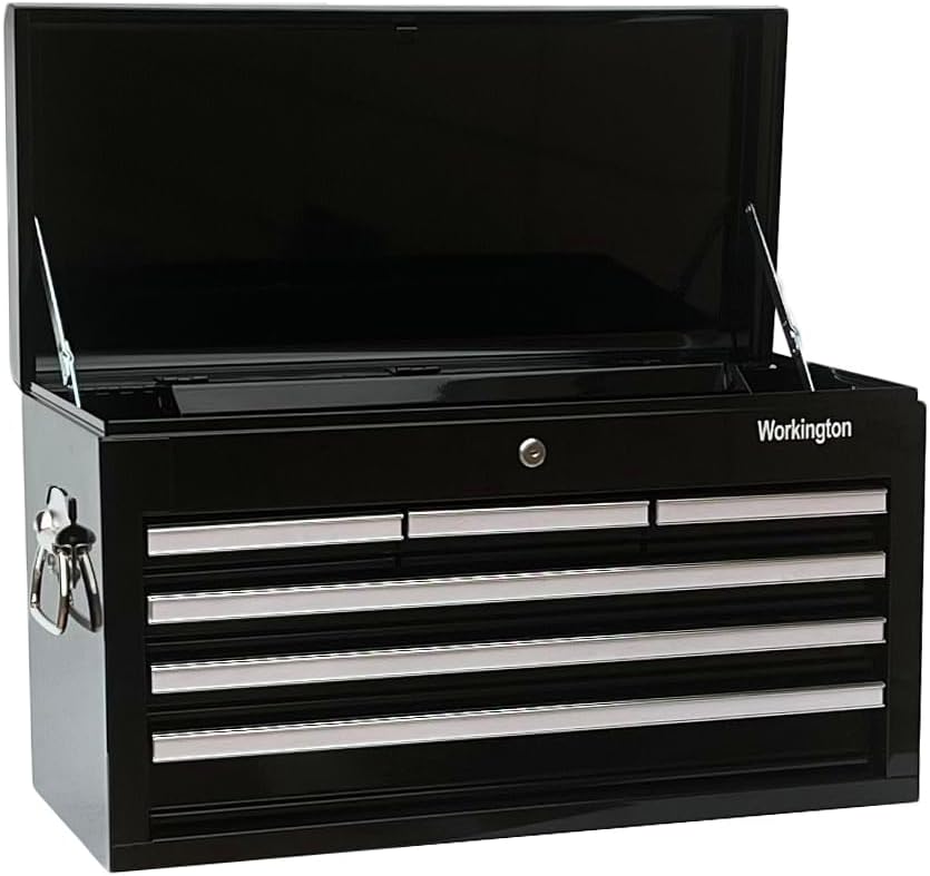 Workington Professional Industrial Portable Metal Tool Chest with 6 Drawers, 26" 6-Drawer Tool Chest Cabinet with Ball Bearing Drawer Slides, Steel Tool Storage Box Organizer 4015 Black