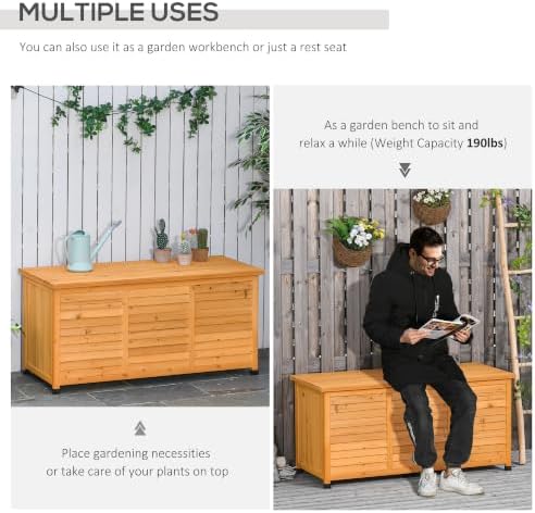 Outsunny 75 Gallon Wooden Deck Box Outdoor Storage Container Yellow