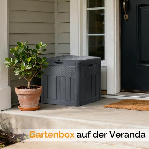 VINGLI 33 Gallon Weatherproof Lockable Outdoor Storage Box (Grey)