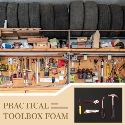 Sumind 3 Sets 16 x 22 Inch Tool Box Foam Organizers Liner Adjustable Inserts Foam Non Slip Liner Mat for Tool Box, Cabinet and Chest Drawers, Black Top and Red Bottom