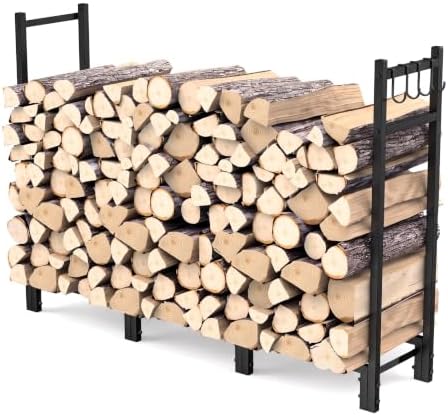 Firewood Rack Outdoor, 44.7" x 9.8" x 31.5", Black