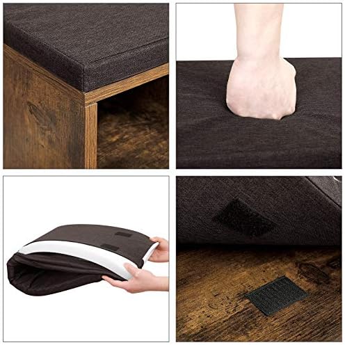 VASAGLE CUSTOS Collection - Shoe Bench, Storage Bench with Padded Seat, Entryway Bench with 10 Compartments, for Bedroom, 11.8 x 40.9 x 18.9 Inches, Rustic Brown and Chestnut Brown ULHS010X01