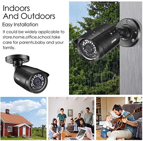 zosi 4 pack 1080p hd tvi wired security, close-up detail