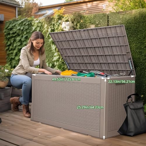 120Gal Outdoor Storage Box Waterproof Lockable Deck Box