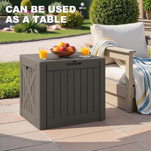 Greesum 40 Gallon Resin Deck Box, Outdoor Storage, Brown