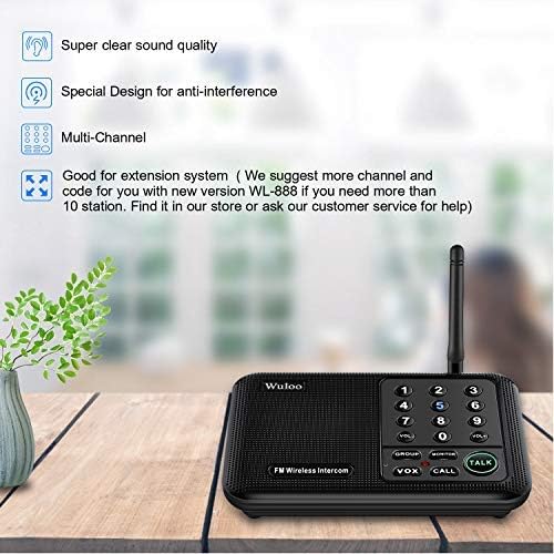 Wuloo Intercoms Wireless for Home 5280 Feet Range 10 Channel 3 Code, Wireless (3 Packs)