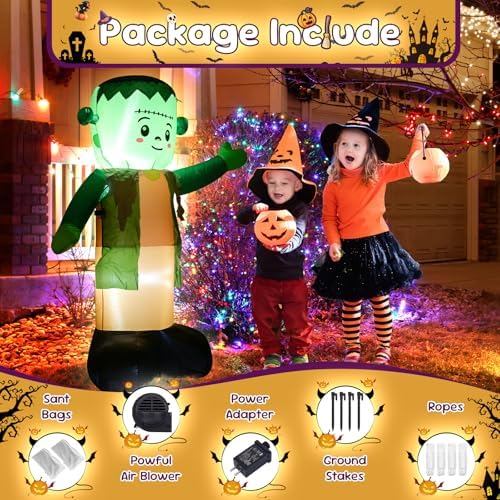 4FT Green Ghost Halloween Inflatable Decor with LED Lights