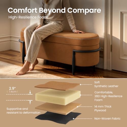 ModernMate 42.7" Storage Ottoman Bench, End of Bed Storage Chest Bench
