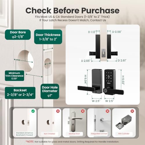 DESLOC Smart Handle Lock with Keypad, Fingerprint Knob for Front Door