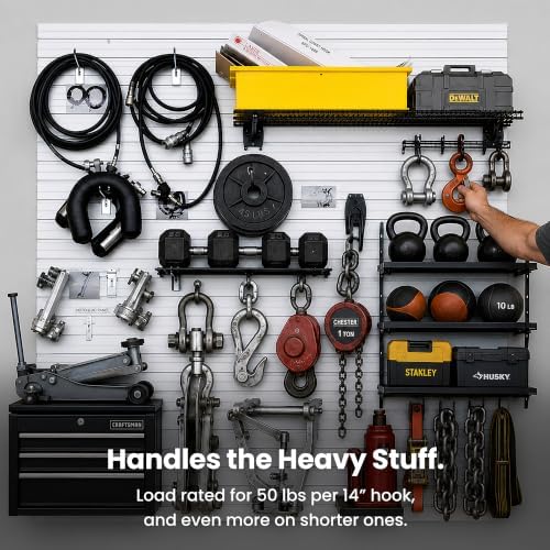 DLDIRECT DiamondLife Aluminum Slatwall Panel Garage Wall Organizer Heavy Duty Wall Mounted Slat Wall Rack, Interlocking Paneling for Garage Wall Slat Board Storage System - Black (2'H x 4'W)