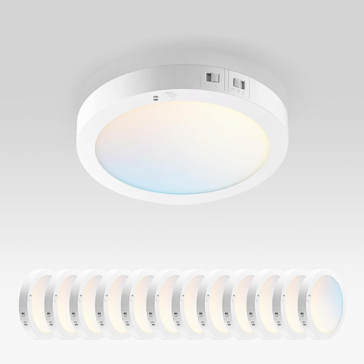 ASD LED 7" Round Flush Mount Ceiling Light Fixture, Low Profile Surface (12 Pack)