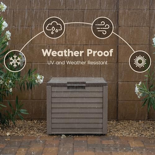IRIS USA 35 Gallon Outdoor Deck Box, Lockable, Weather-Resistant, Brown