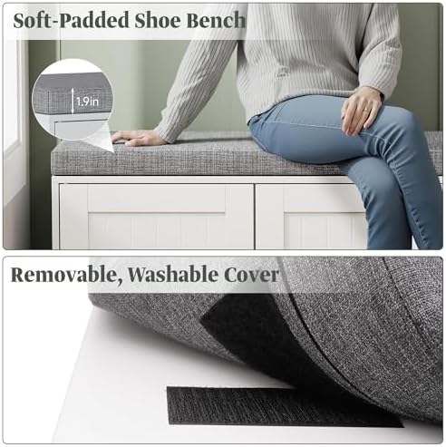 Turosur Shoe Storage Bench for Entryway with Padded Seat Black