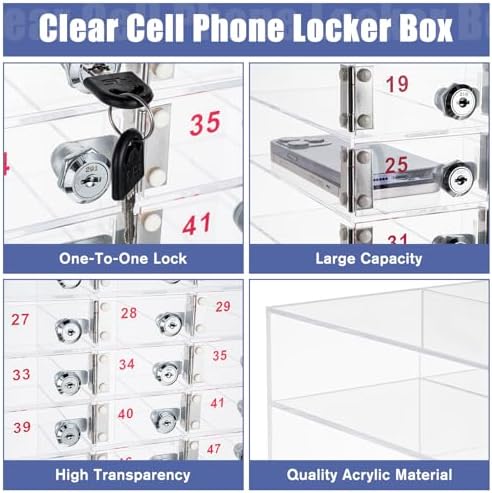 Layhit 50 Slots Cell Phone Locker Box for Classroom, Back to School, Black