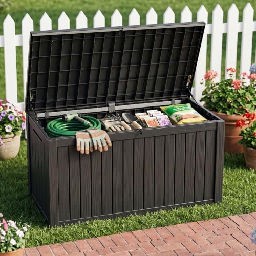 EasyUp 250Gal Large Outdoor Storage Box Waterproof Lockable Deck Boxes
