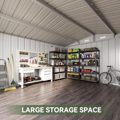 Aoxun 10x12 FT Outdoor Storage Shed with Lockable Double Doors, Black