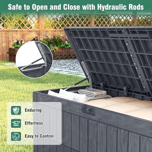 Tangkula 120 Gallon Waterproof Outdoor Storage Box with Lockable Lid