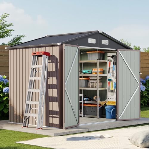 8x6 FT Outdoor Storage Shed Brown