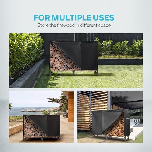 VIVOHOME 5 ft Heavy Duty Firewood Rack Outdoor with Cover, Black