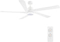 WINGBO 54" DC Ceiling Fan with Lights and Remote Control, 5 Carved Wood Blades