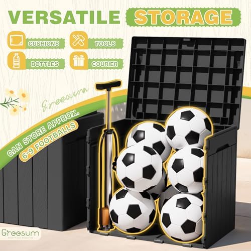 Greesum 31 Gallon Deck Box for Outside, All Weather Outdoor Storage Boxes for Patio Furniture Set, Package Delivery Box,Garden Tools, Gray(Set of 2)